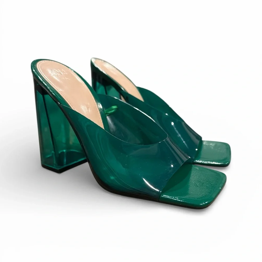 Zara Retro Emerald Green Women's‎ Chunky Heels - Picture 2 of 6